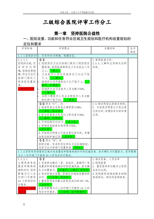三级医院评审任务分解与支撑材料目录