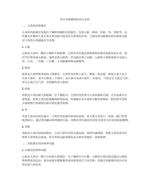 初中内脏解剖知识点总结