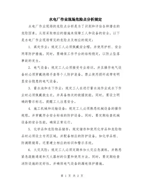 水电厂作业现场危险点分析规定