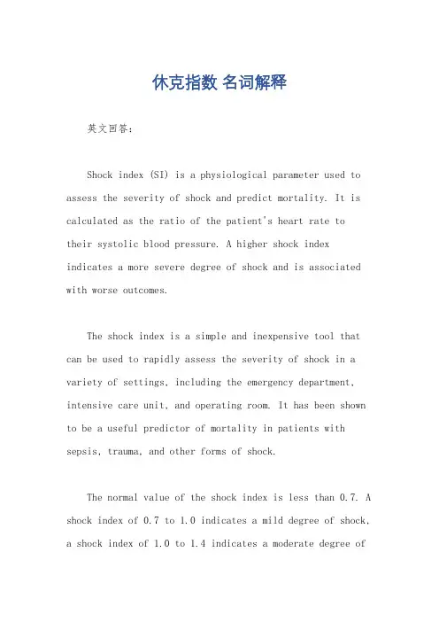 休克指数 名词解释