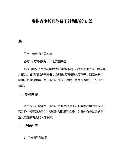 贵州省少数民族骨干计划协议6篇
