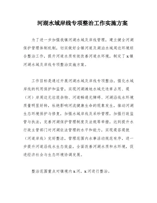 河湖水域岸线专项整治工作实施方案