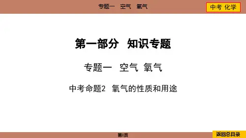 2024年中考化学总复习专题一空气、氧气中考命题2氧气的性质和用途