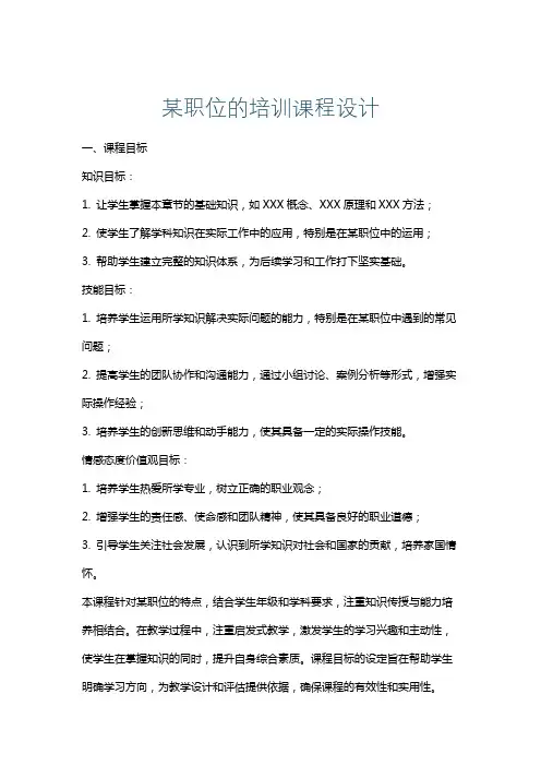 某职位的培训课程设计