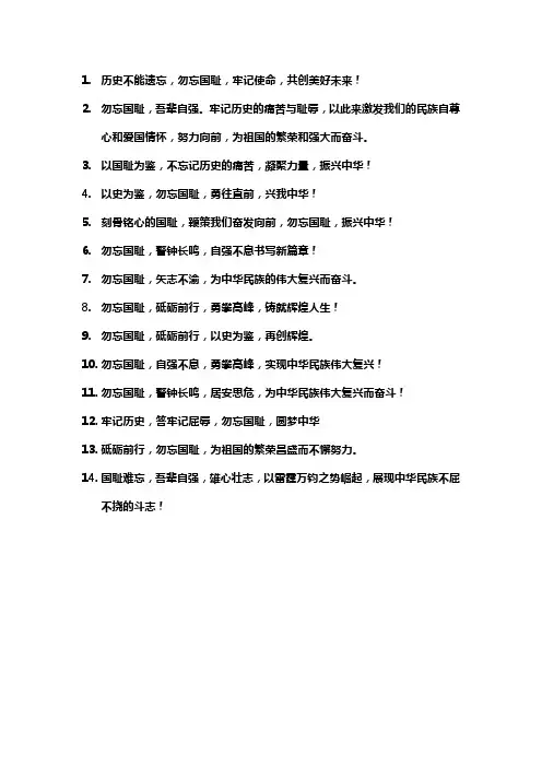 不忘屈辱史标语