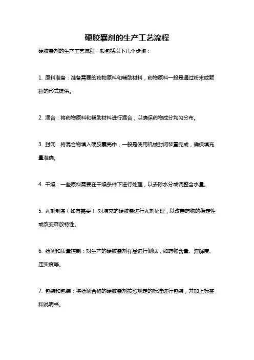 硬胶囊剂的生产工艺流程