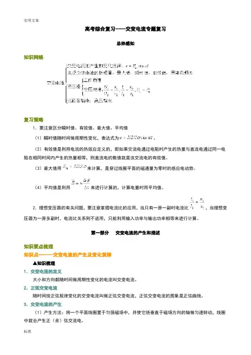 高考综合复习——交变电流专题复习