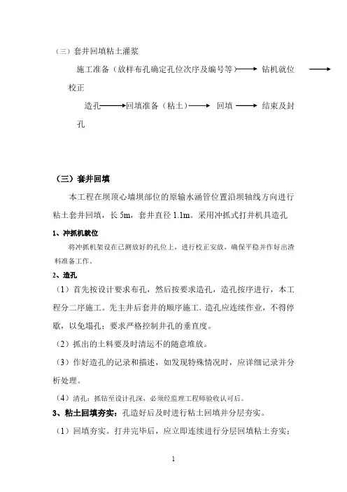 (三)套井回填粘土灌浆