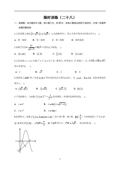 高中数学新课程精品限时训练(28)