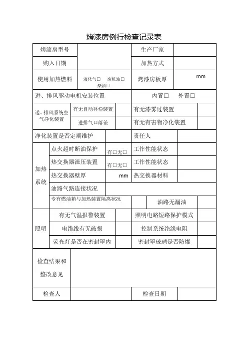 烤漆房例行检查记录表