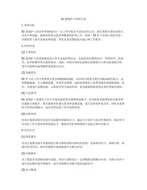 n2能级护士培训计划