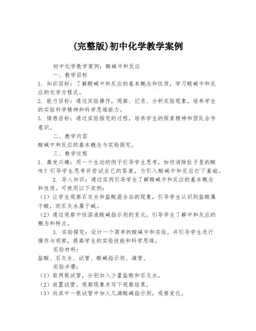 (完整版)初中化学教学案例