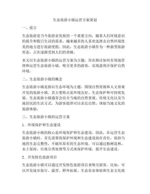 生态旅游小镇运营方案策划