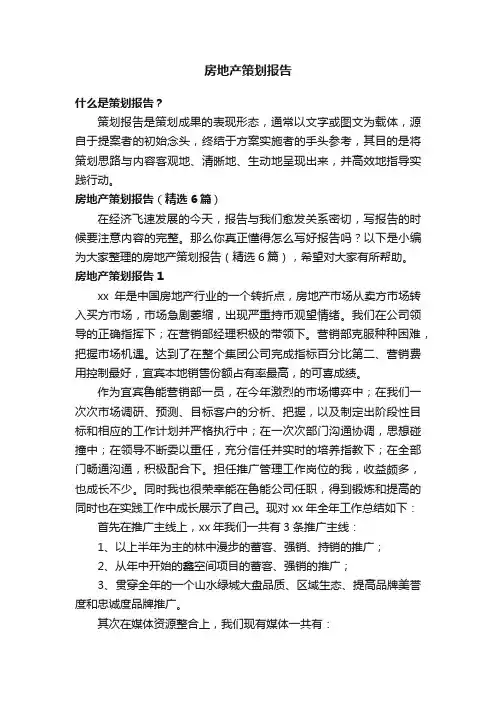 房地产策划报告（精选6篇）