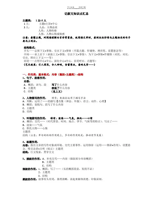 中考语文知识点汇总上海版