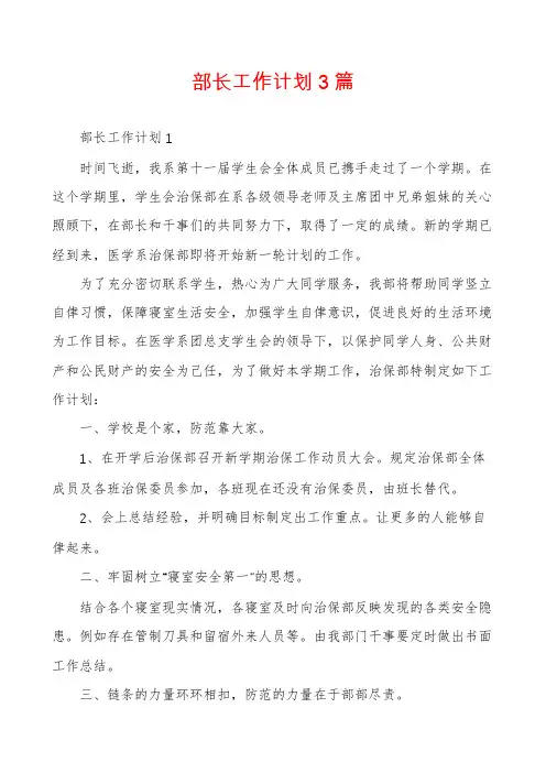 部长工作计划3篇