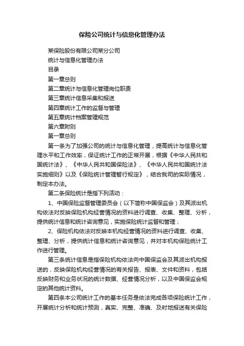 保险公司统计与信息化管理办法