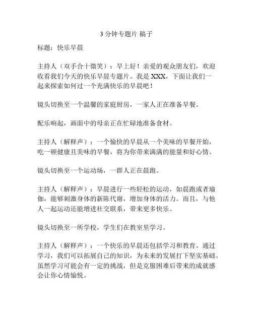 3分钟专题片 稿子