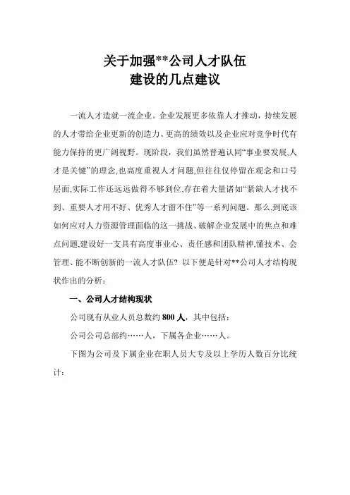 加强公司人才队伍建设的建议