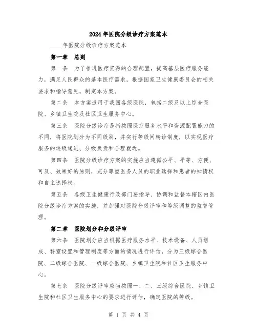 2024年医院分级诊疗方案范本