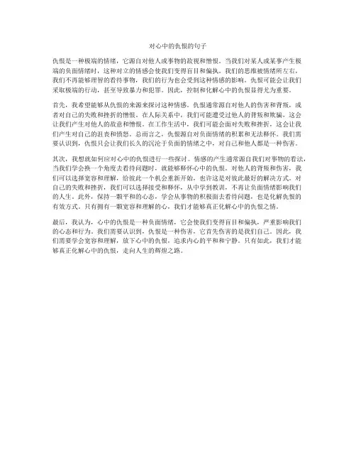 对心中的仇恨的句子