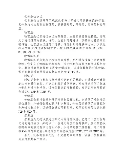 仪器通信协议标准