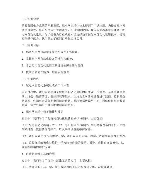 配网自动化运维实训报告