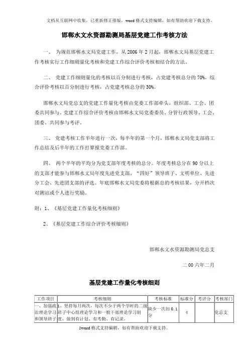 基层党建工作考核细则