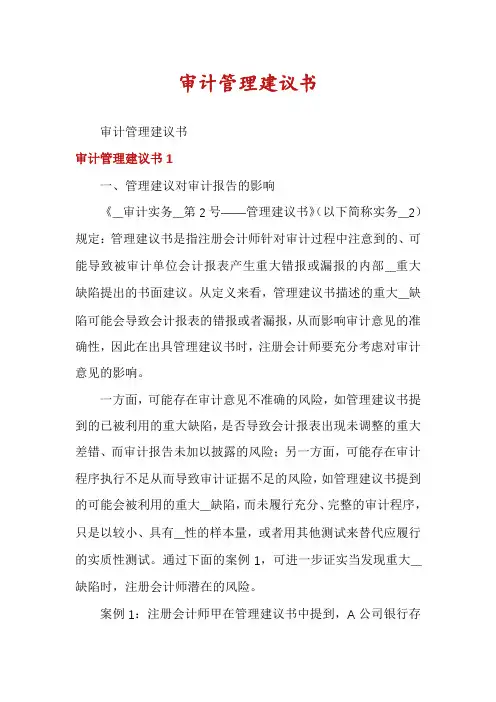 审计管理建议书