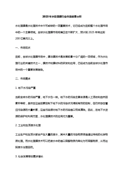 2023年水处理膜行业市场前景分析