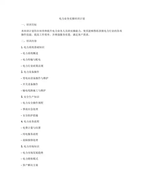 电力业务实操培训计划