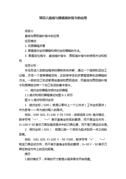 项目六直线与圆弧插补指令的应用