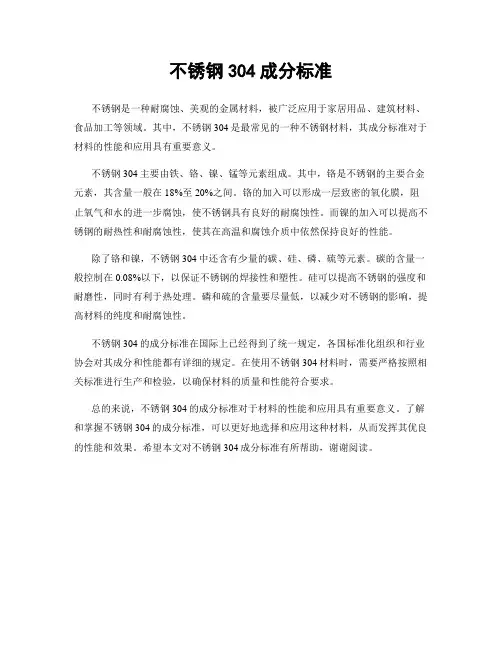 不锈钢304成分标准