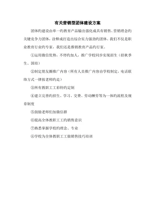 营销型团队建设方案