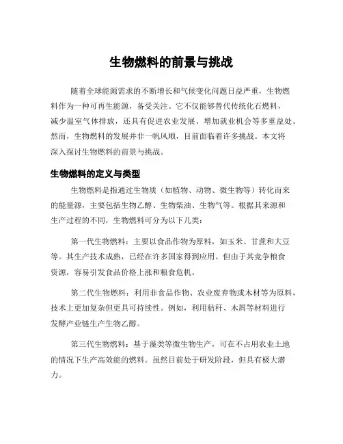 生物燃料的前景与挑战