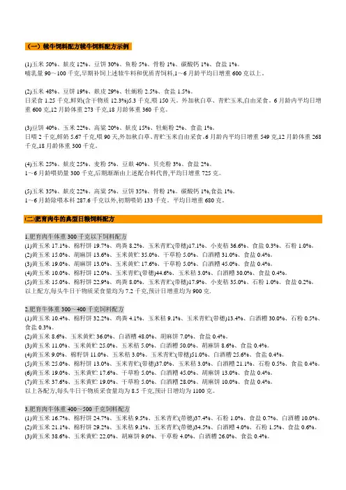 肉牛饲料配方示例
