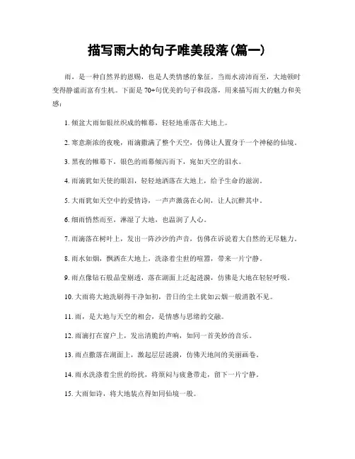 描写雨大的句子唯美段落(精选两篇)