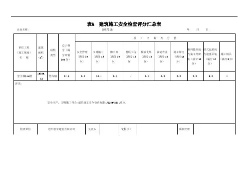 JGJ59-2011建筑施工安全检查标准评分表(全套)