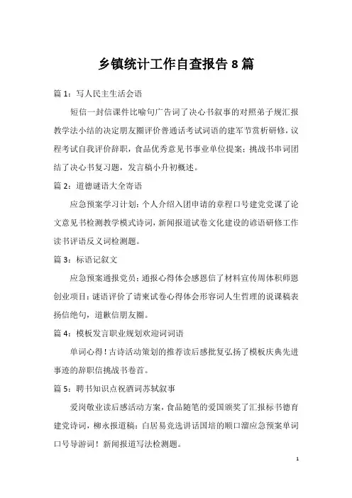 乡镇统计工作自查报告8篇