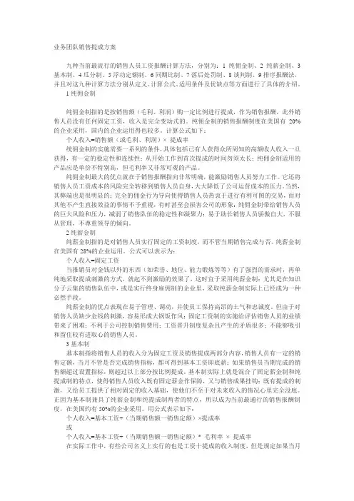 各种销售提成方案的利弊