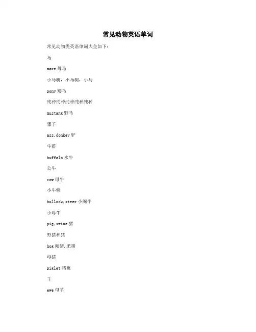 常见动物英语单词