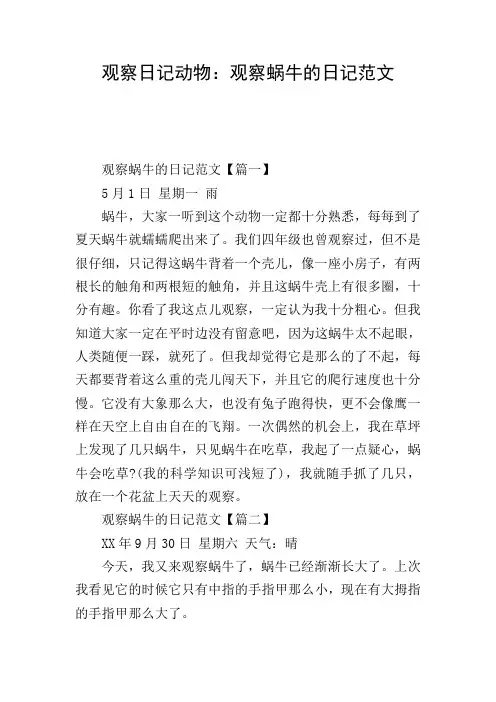 观察日记动物：观察蜗牛的日记范文
