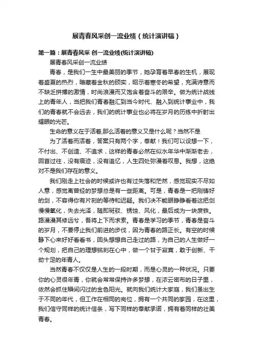 展青春风采创一流业绩（统计演讲稿）