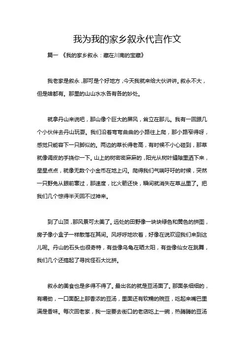 我为我的家乡叙永代言作文