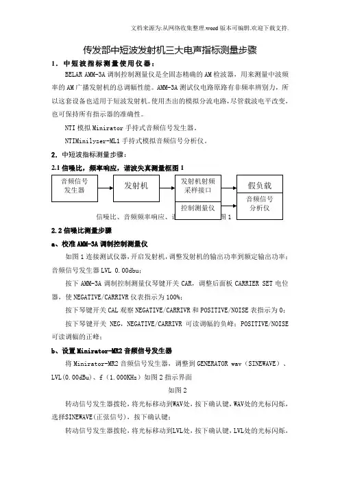传发部中短波发机三大指标测量步骤