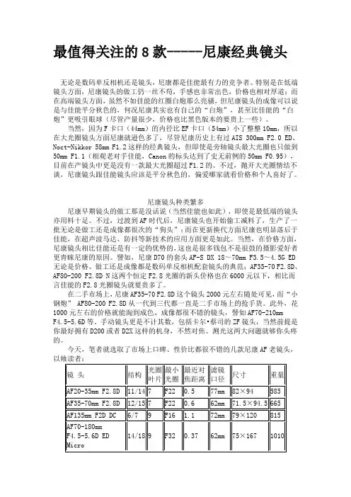 最值得关注的8款-----尼康经典镜头