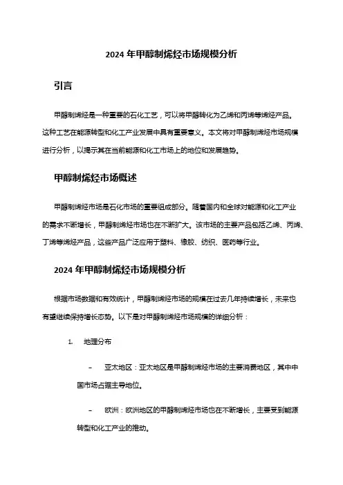 2024年甲醇制烯烃市场规模分析