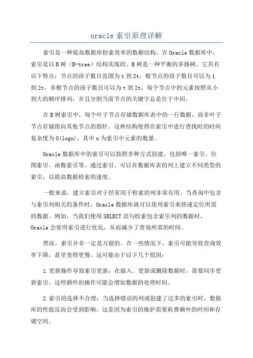 oracle索引原理详解
