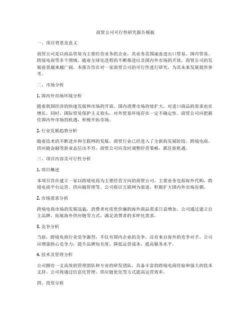 商贸公司可行性研究报告模板