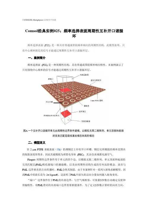 Comsol经典实例025：频率选择表面周期性互补开口谐振环